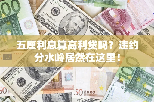 武汉五厘利息算高利贷吗？违约分水岭居然在这里！