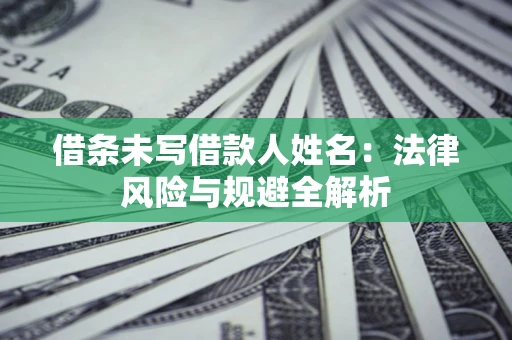 武汉借条未写借款人姓名：法律风险与规避全解析